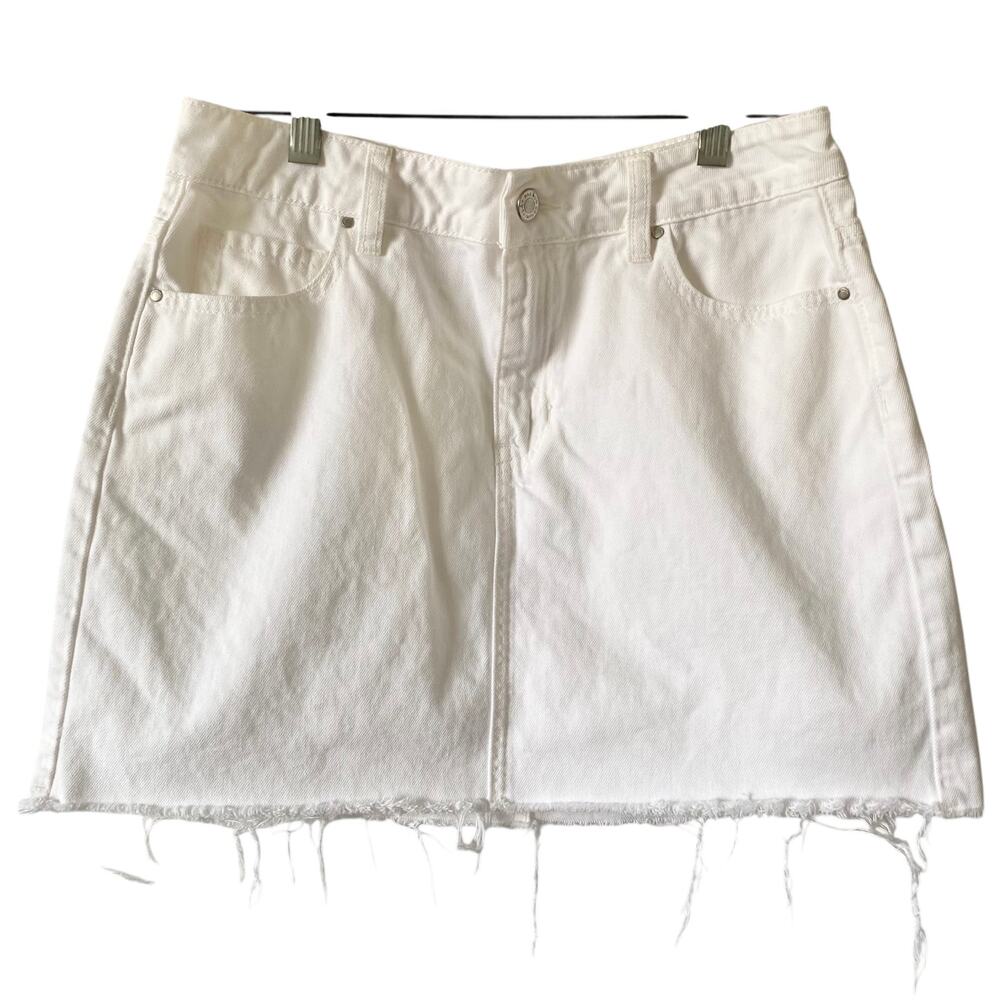 PACSUN LOS ANGELES White Cut Off Denim Jean Mini Skirt Size 27 Cotton